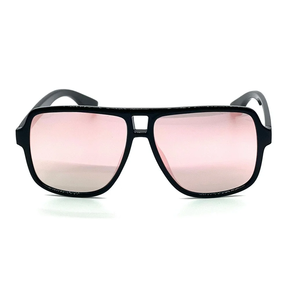 Aviator Sunglasses Pink Mirror Lens Black‎ Frame Fashion Sun Glasses Women Men